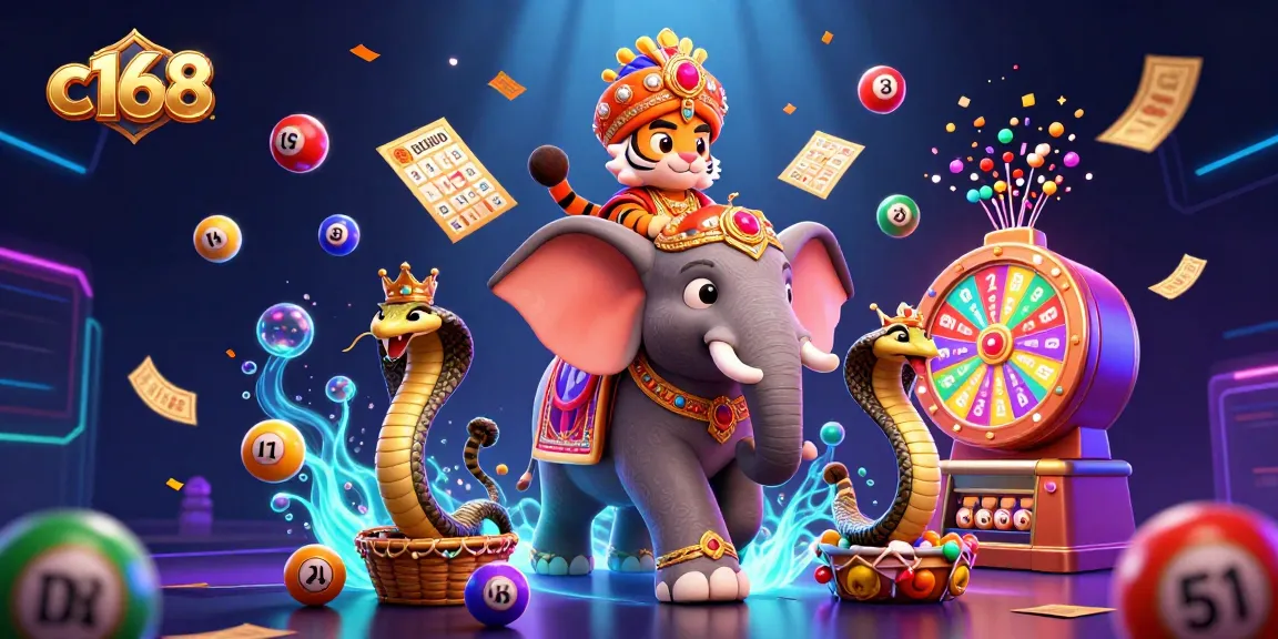 C168 invites excitement with a vibrant Asian casino scene featuring dynamic prize elements and thrilling illustrations.
