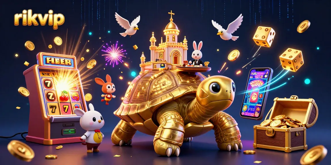 Experience exciting gaming at rikvip with a 3D tortoise casino scene loaded with actions and rewards.