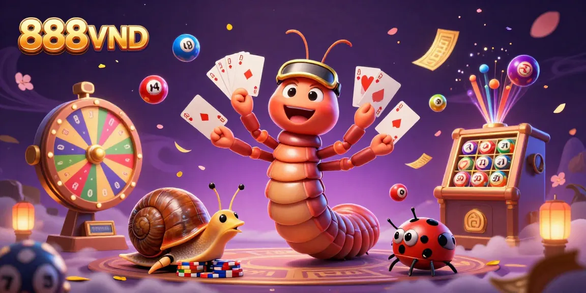 Experience the thrill of 888VND with a dynamic scene full of colorful lottery balls and a unique dealer.