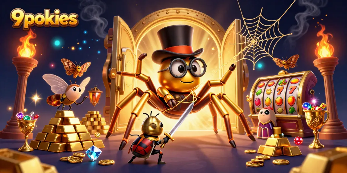 Experience 9pokies excitement with our thrilling 3D illustration, featuring vibrant characters and casino elements.
