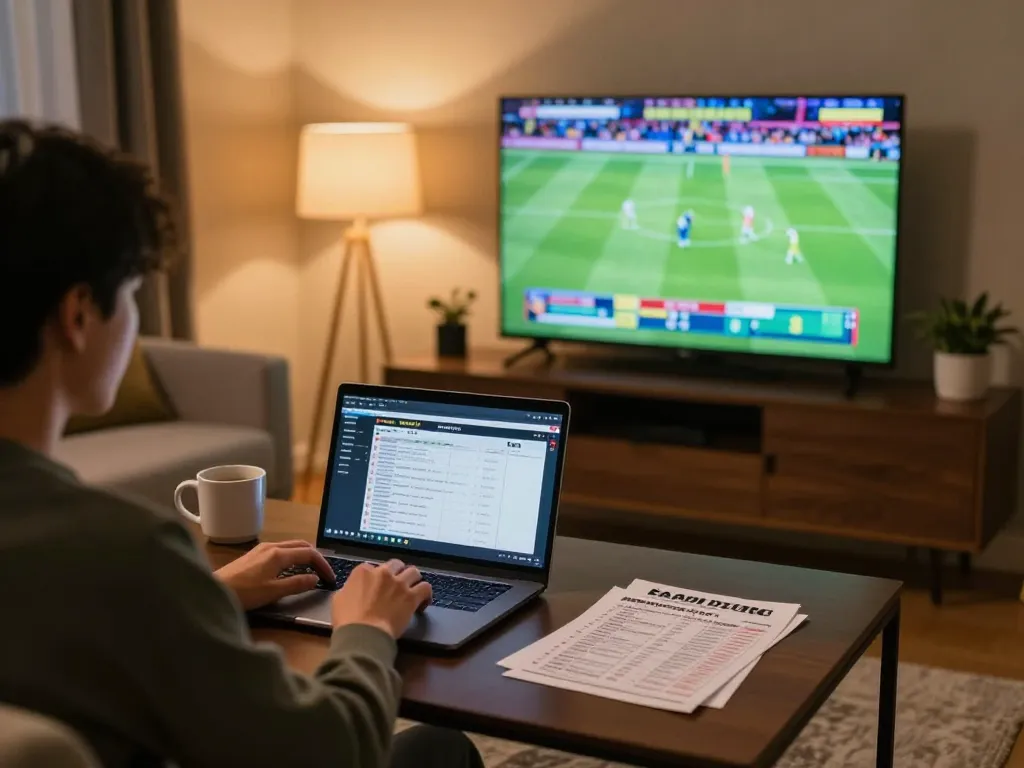 Engaging in online sports betting at Trang Chủ FB88 with an active gaming setup and live event viewing