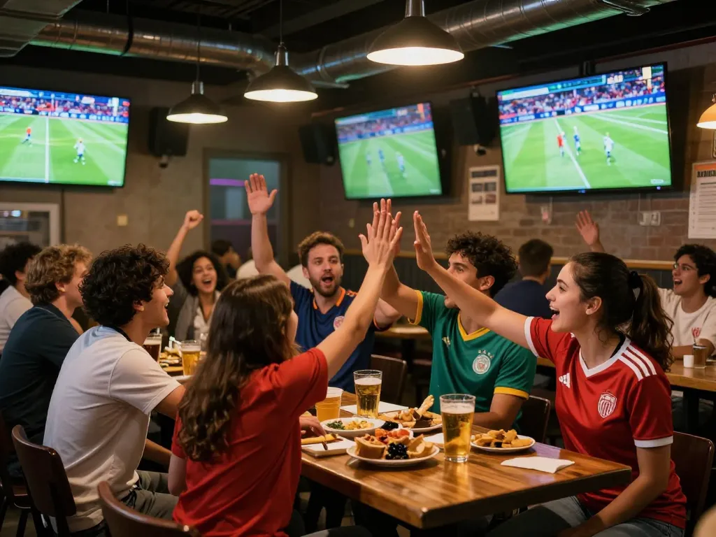 Fans enjoy live football at LuongSonTV, celebrating matches with vibrant atmospheres and high excitement.