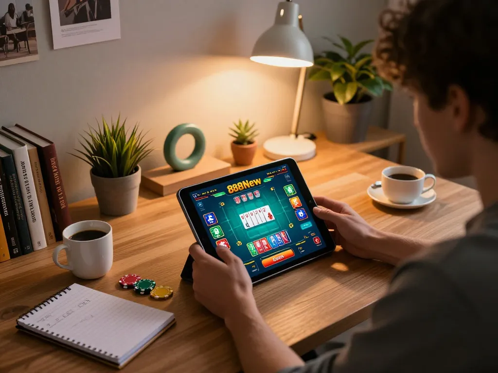 Engage with the 888new casino app while tracking strategies in a cozy setup