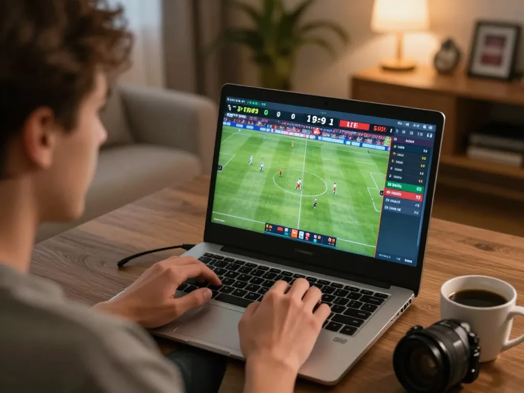 Engaging in online sports betting on a laptop, featuring dagelan4d resmi odds in action