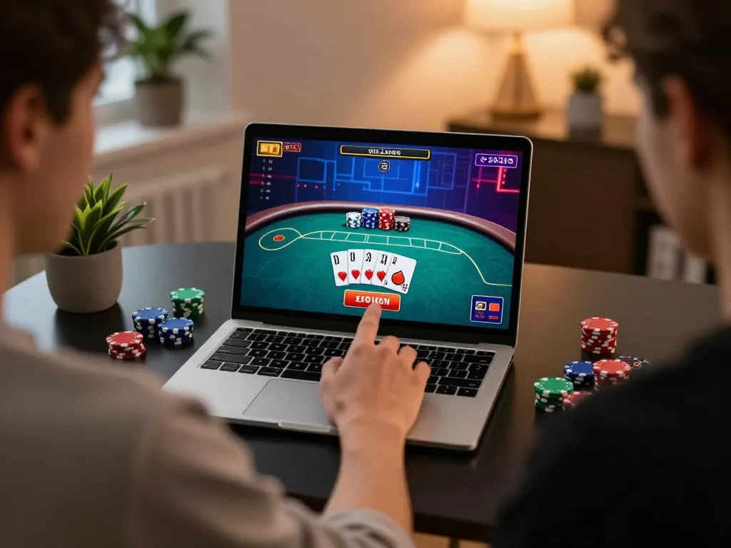 cloud-africa user placing strategic bets on an online poker game