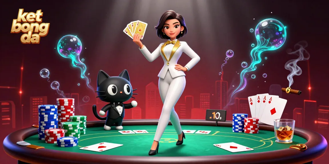 Engage with ket qua bong da as a glamorous woman shuffles cards in a vibrant casino scene.