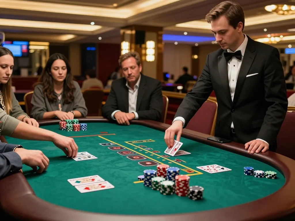 High-energy poker game at casino featuring ALO8 players making strategic bets and engaged in gameplay.