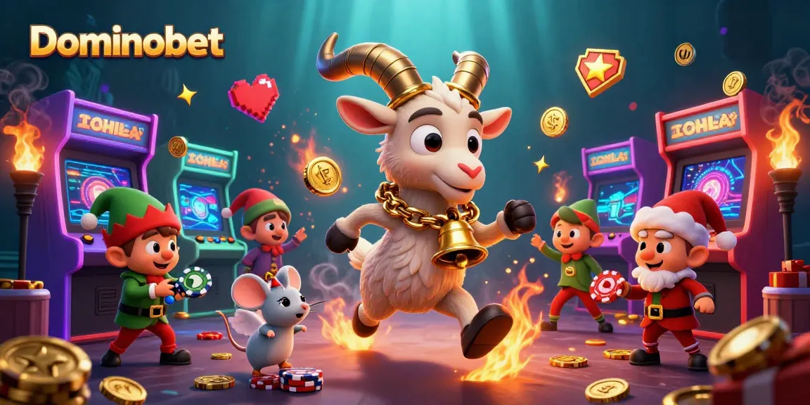Experience thrilling gameplay with Dominobet in this vibrant cartoon casino scene.