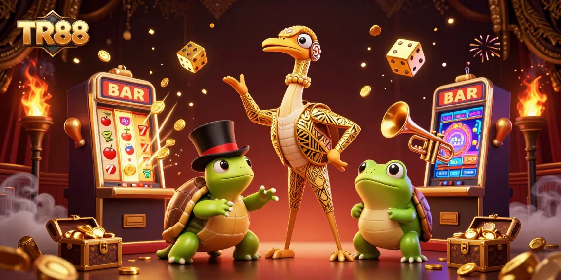 Engage with TR88's vibrant casino scene featuring dynamic characters and thrilling slot action.
