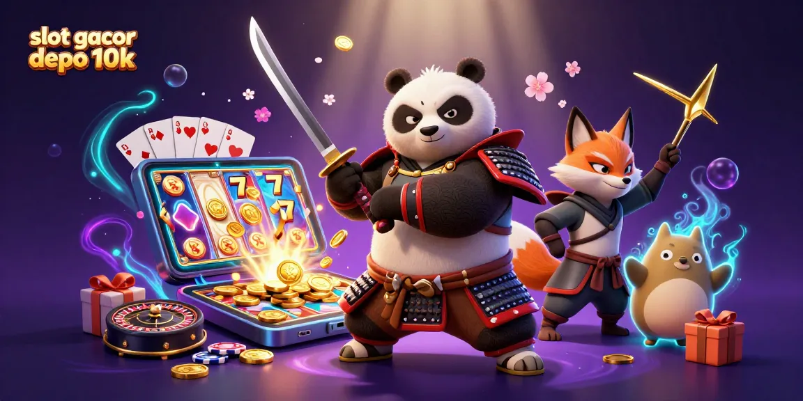 Slot gacor depo 10k menang besar dengan karakter kasino unik dan elemen permainan menarik.
