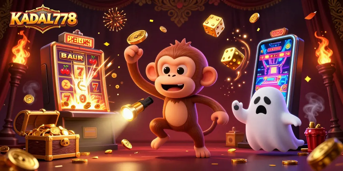 KADAL778 brings action with golden coins and a playful ghost-hunter puppy in a thrilling casino scene