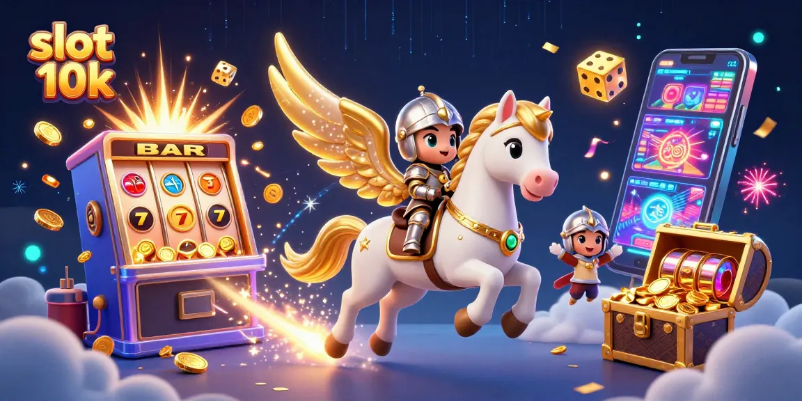 Experience the thrill of slot 10k gameplay with a vibrant 3D casino illustration filled with exciting elements.