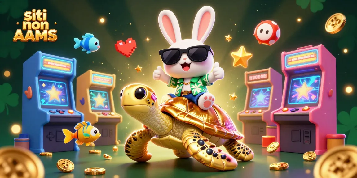Interagisci con siti non AAMS attraverso un'emozionante illustrazione 3D che mostra un coniglio fortunato e una tartaruga d'oro.
