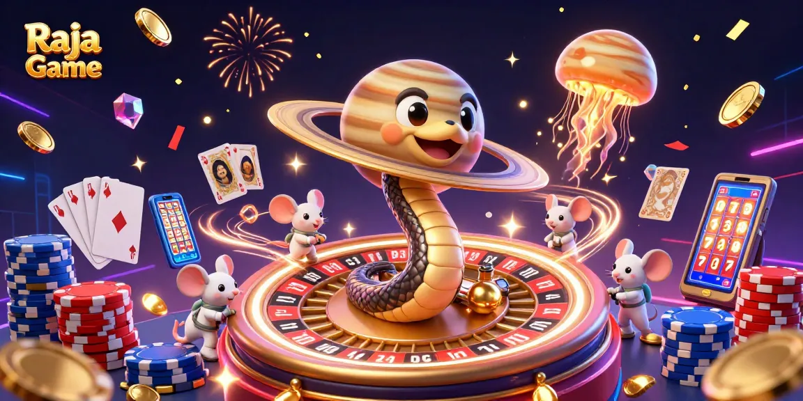 Experience exciting gameplay with Raja Game in this vibrant 3D casino illustration.
