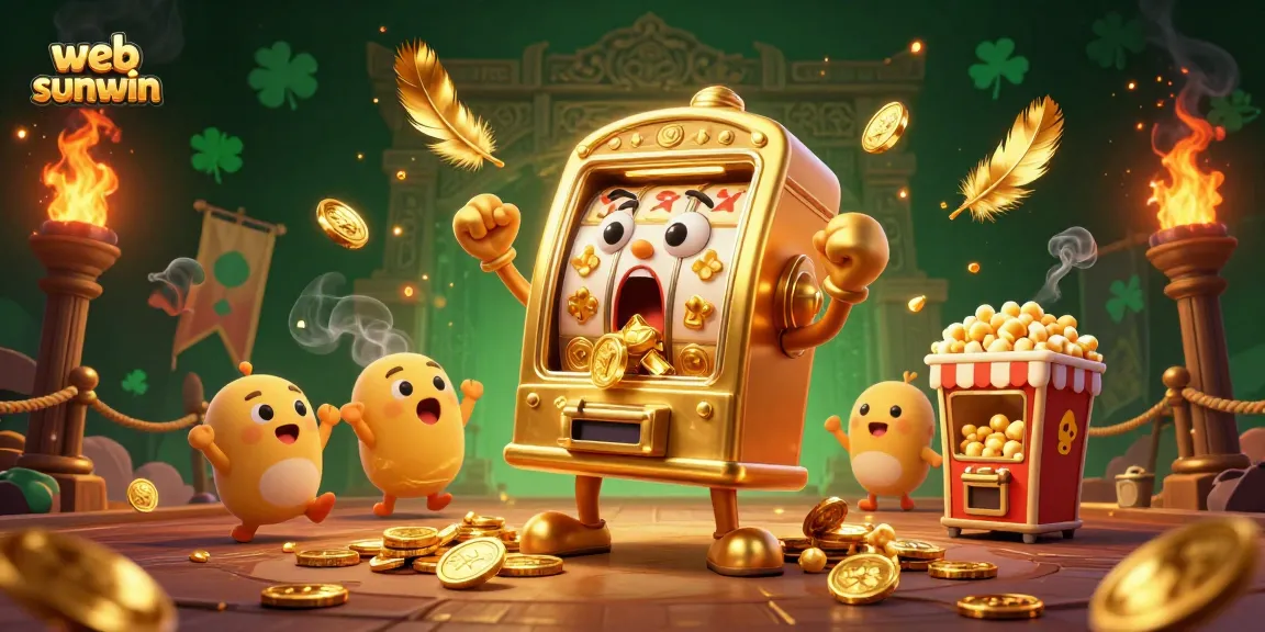Engaging scene of animated slot machines celebrating a jackpot at web sunwin, rich with casino elements.
