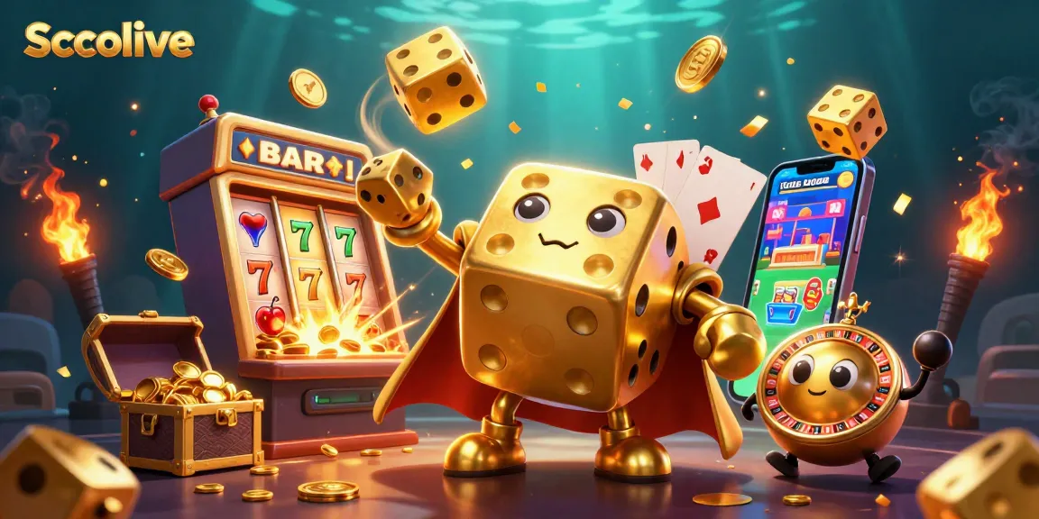 Socolive brings vibrant casino excitement featuring a golden dice golem juggling amidst a jackpot explosion